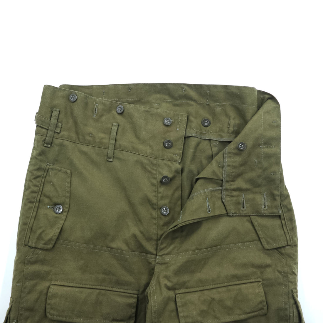 Vintage 1980s Czech Army M-85 Double Knee Front Field Cargo Pants M Khaki with Suspender Buttons