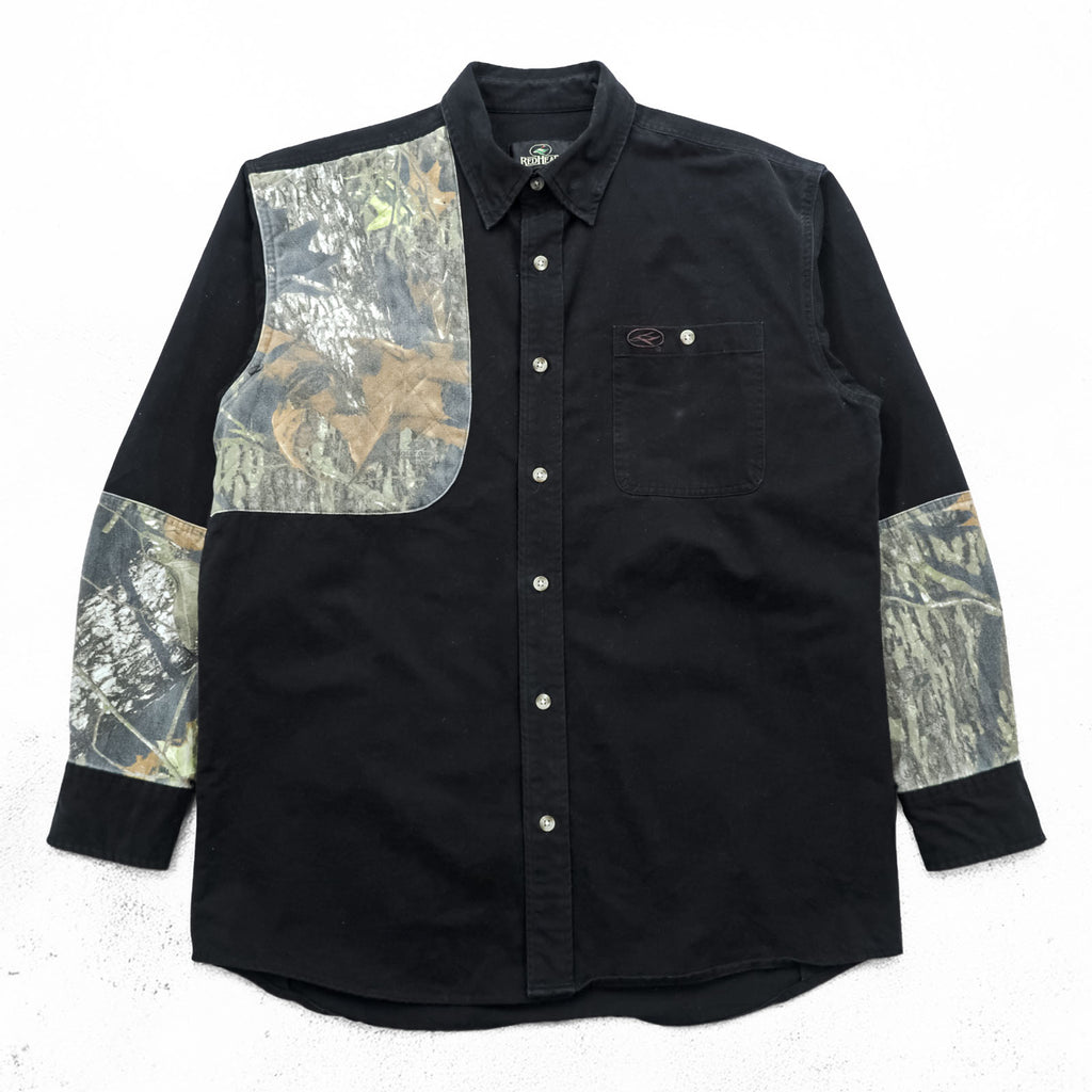 RedHead Hunting Shirt Black Realtree Camo Panel Long Sleeve Button Up Cotton Outdoor