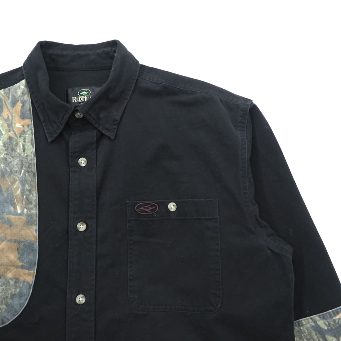 RedHead Hunting Shirt Black Realtree Camo Panel Long Sleeve Button Up Cotton Outdoor
