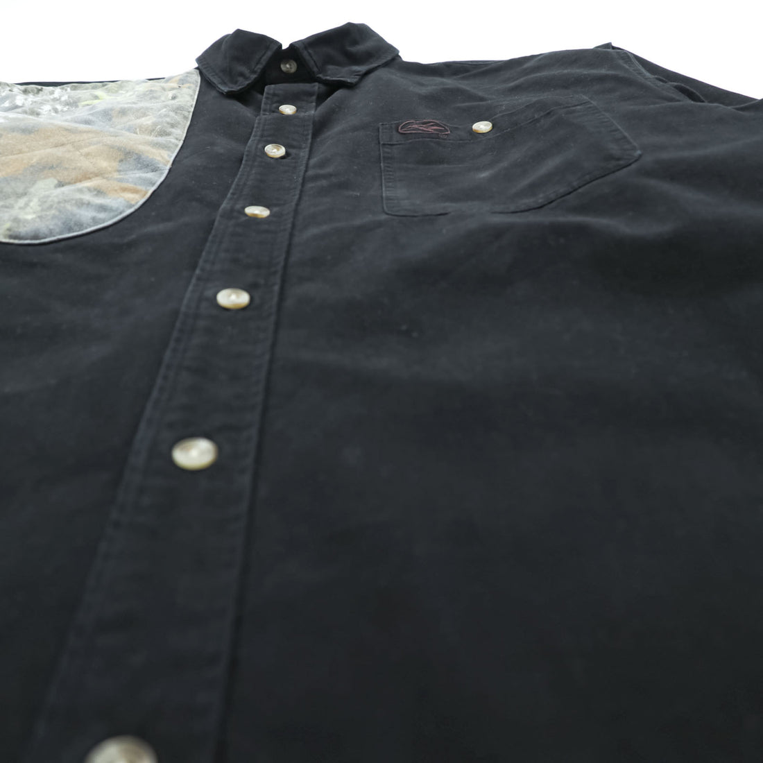 RedHead Hunting Shirt Black Realtree Camo Panel Long Sleeve Button Up Cotton Outdoor