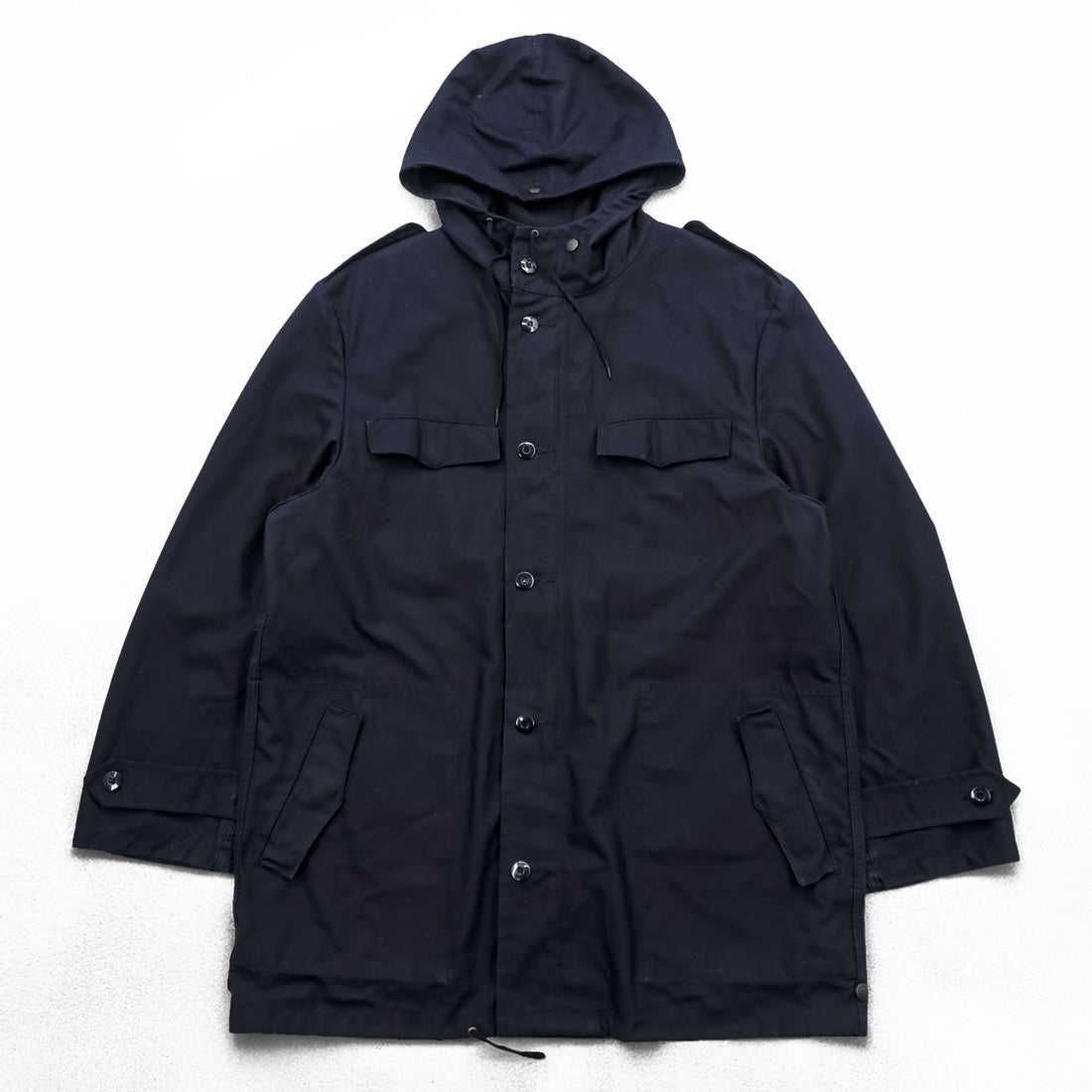 80s Vintage German Military SCHWARZ PASSAU Hooded Field Parka Coat Navy Size 54 1985
