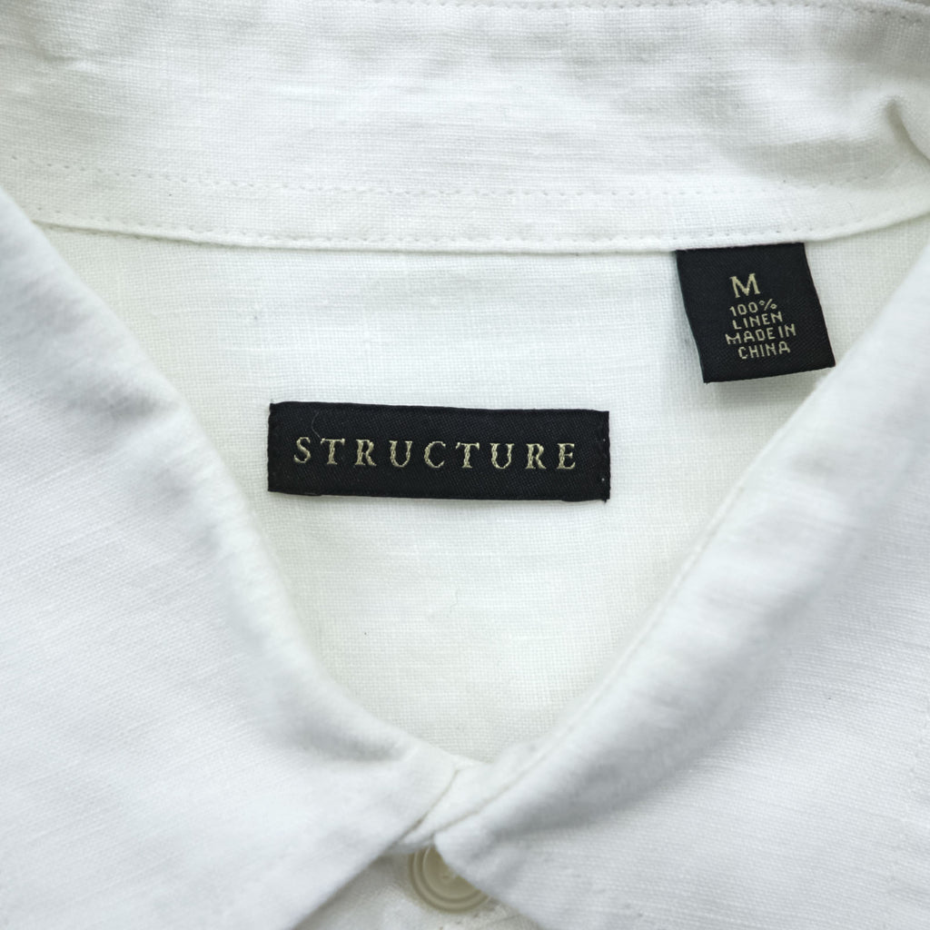 Structure Linen Long Sleeve Shirt Size M White