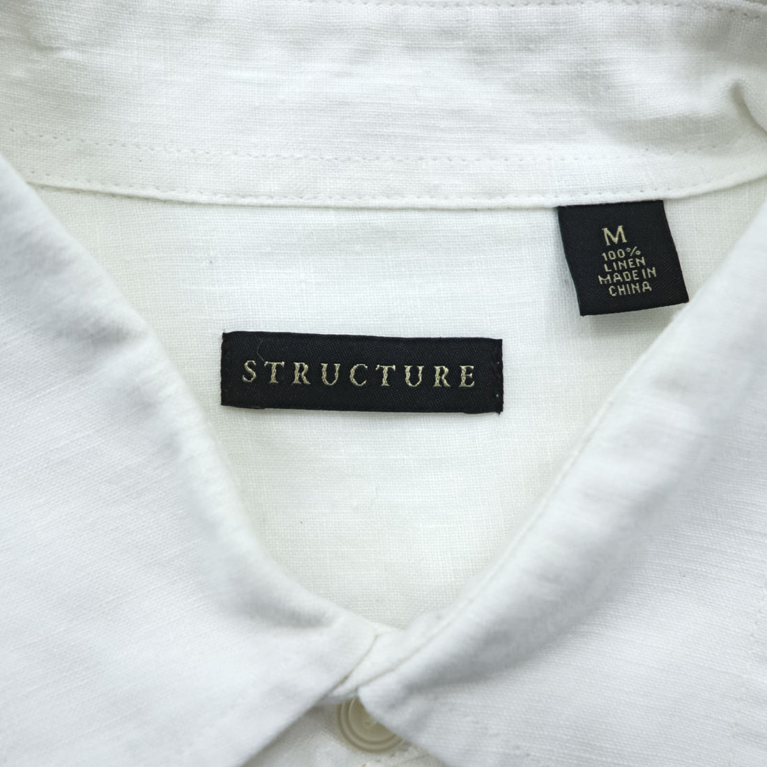 Structure Linen Long Sleeve Shirt Size M White