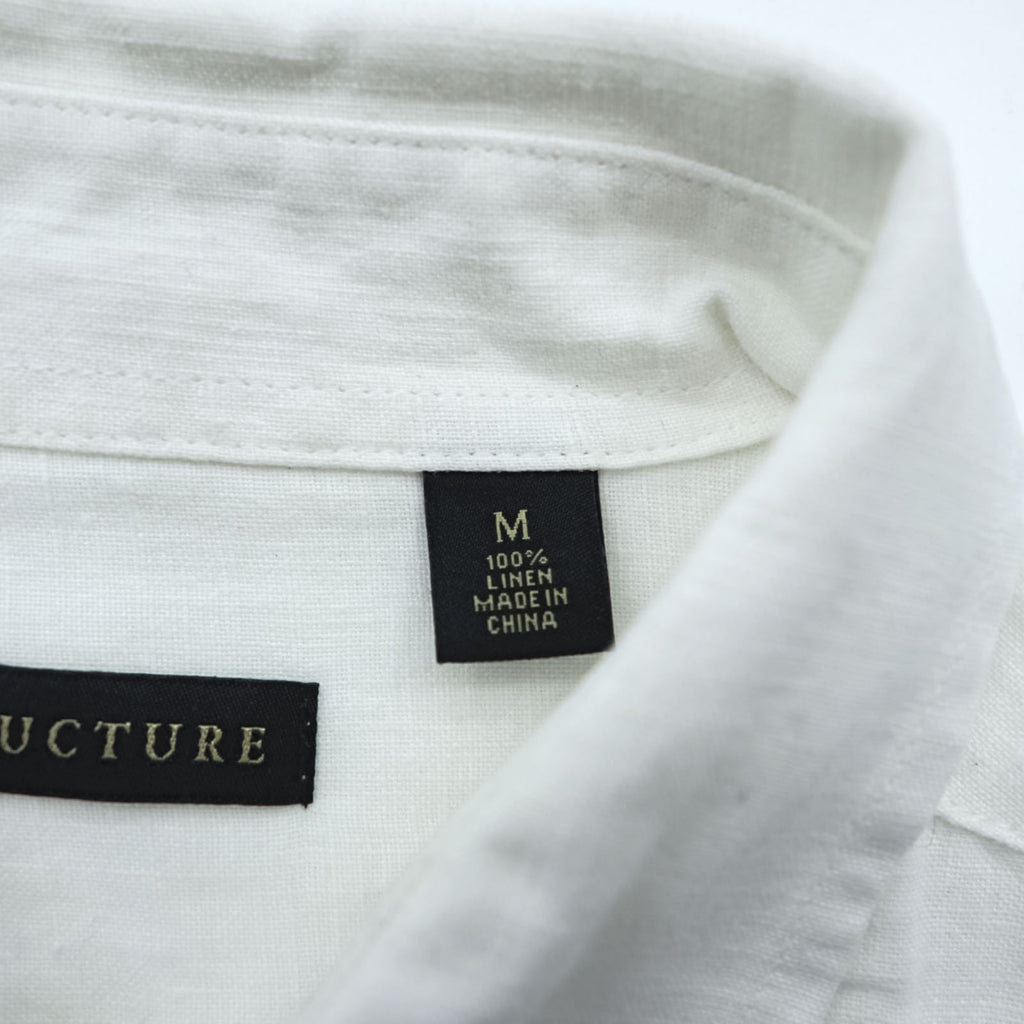 Structure Linen Long Sleeve Shirt Size M White