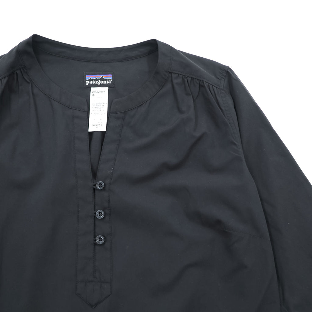 Patagonia サンシェルター ドレス ワンピース S ブラック UVカット ウエスト ドローコード 七分袖 チュニック 58935