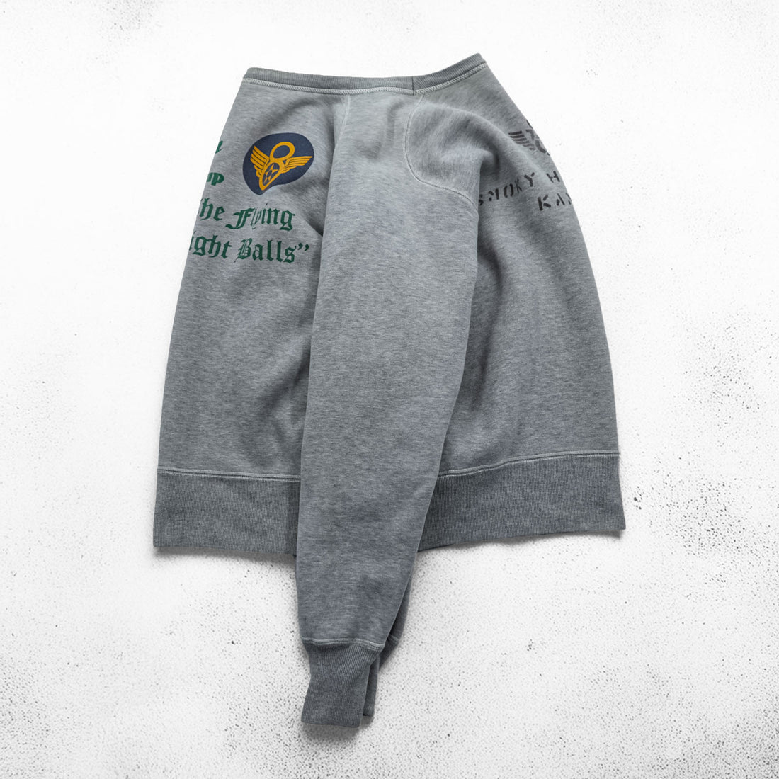 BUZZ RICKSON'S 日本製 スウェット トレーナー L グレー The Flying Eight Balls 染み込みプリント