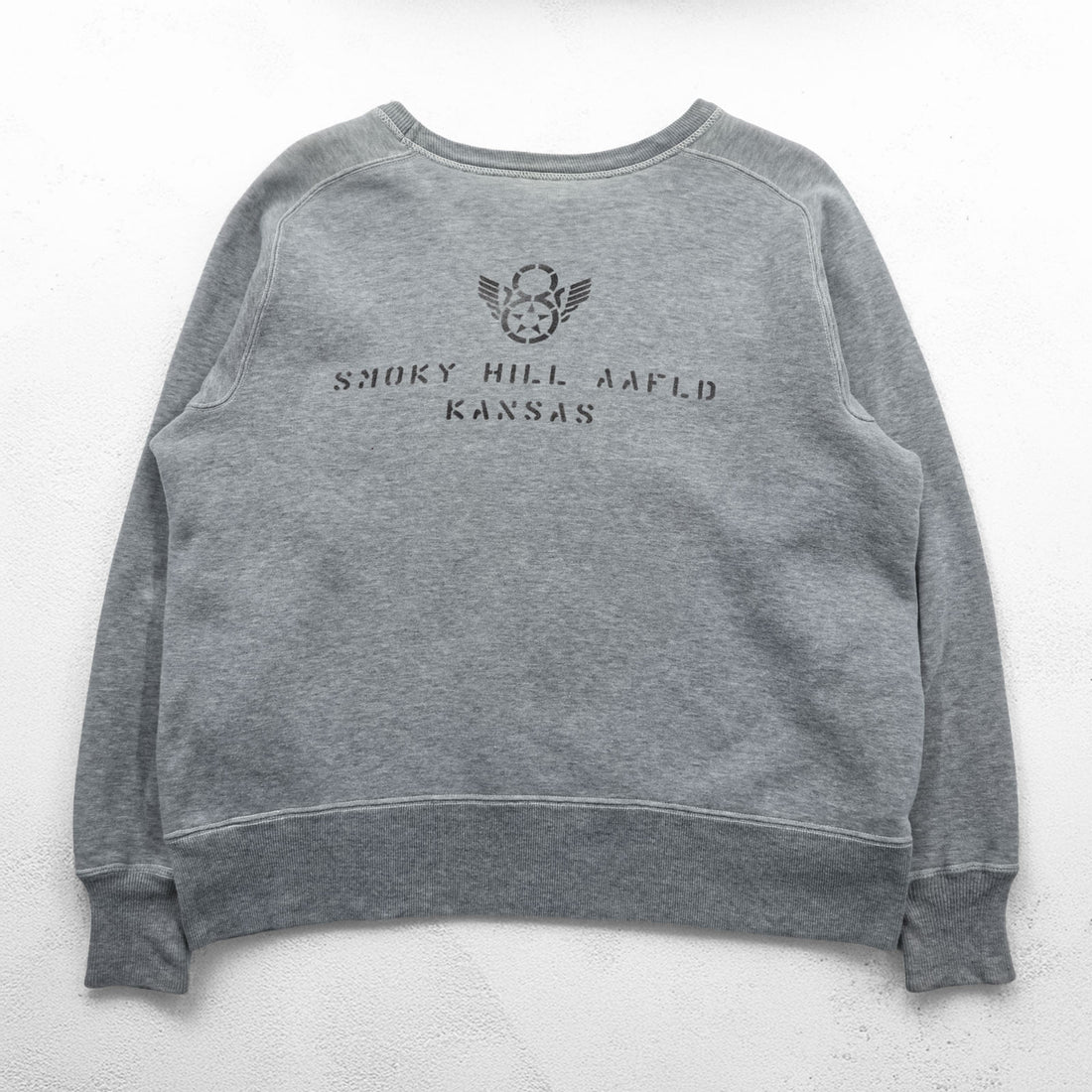 BUZZ RICKSON'S 日本製 スウェット トレーナー L グレー The Flying Eight Balls 染み込みプリント