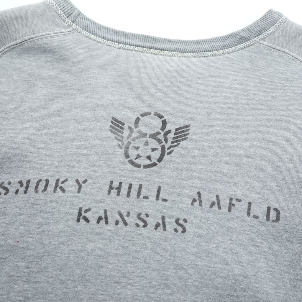 BUZZ RICKSON'S 日本製 スウェット トレーナー L グレー The Flying Eight Balls 染み込みプリント