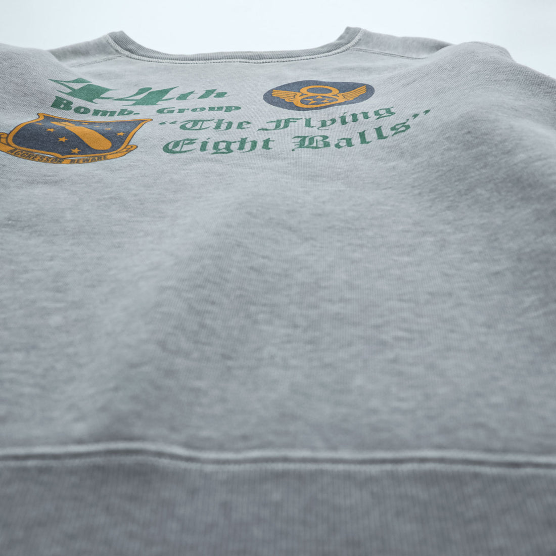 BUZZ RICKSON'S 日本製 スウェット トレーナー L グレー The Flying Eight Balls 染み込みプリント