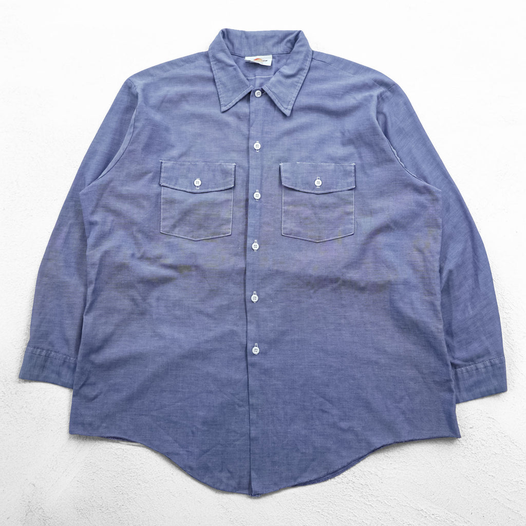 Dickies 80s Vintage USA Made Chambray Shirt XL Blue Work Shirt