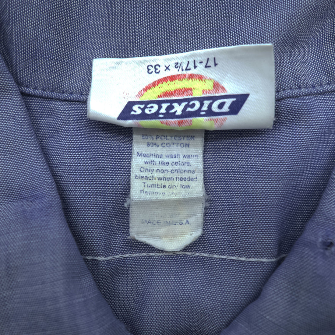 Dickies 80s Vintage USA Made Chambray Shirt XL Blue Work Shirt