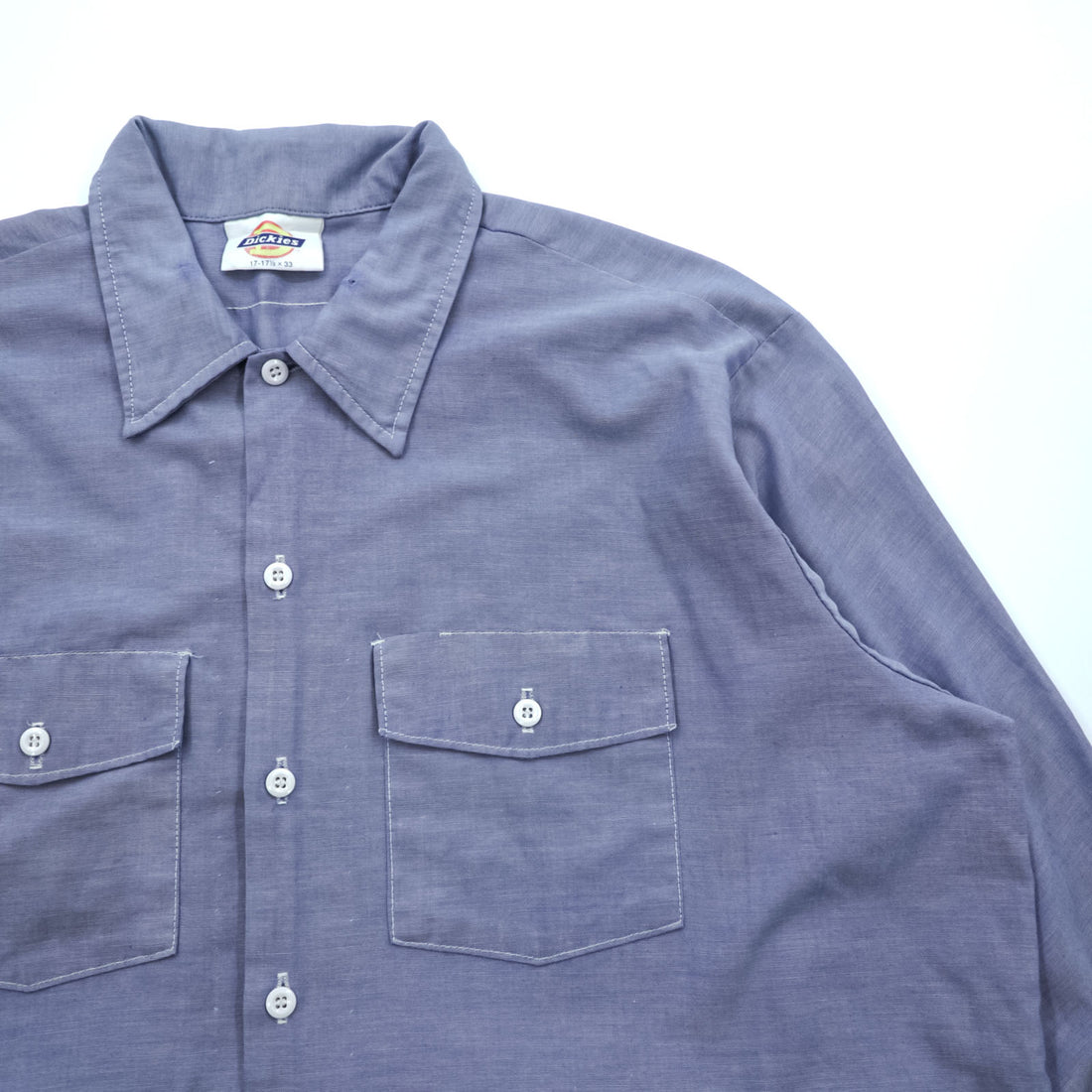 Dickies 80s Vintage USA Made Chambray Shirt XL Blue Work Shirt