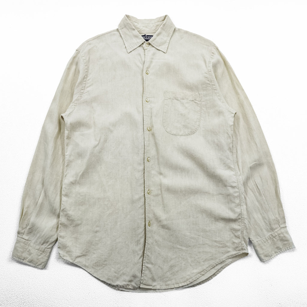 LANDS' END 90s Vintage Linen shirt, size M, beige