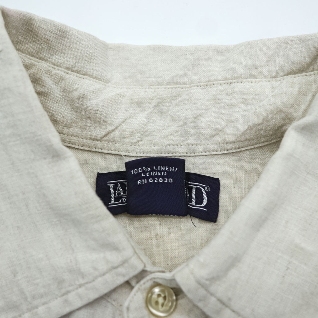 LANDS' END 90s Vintage Linen shirt, size M, beige