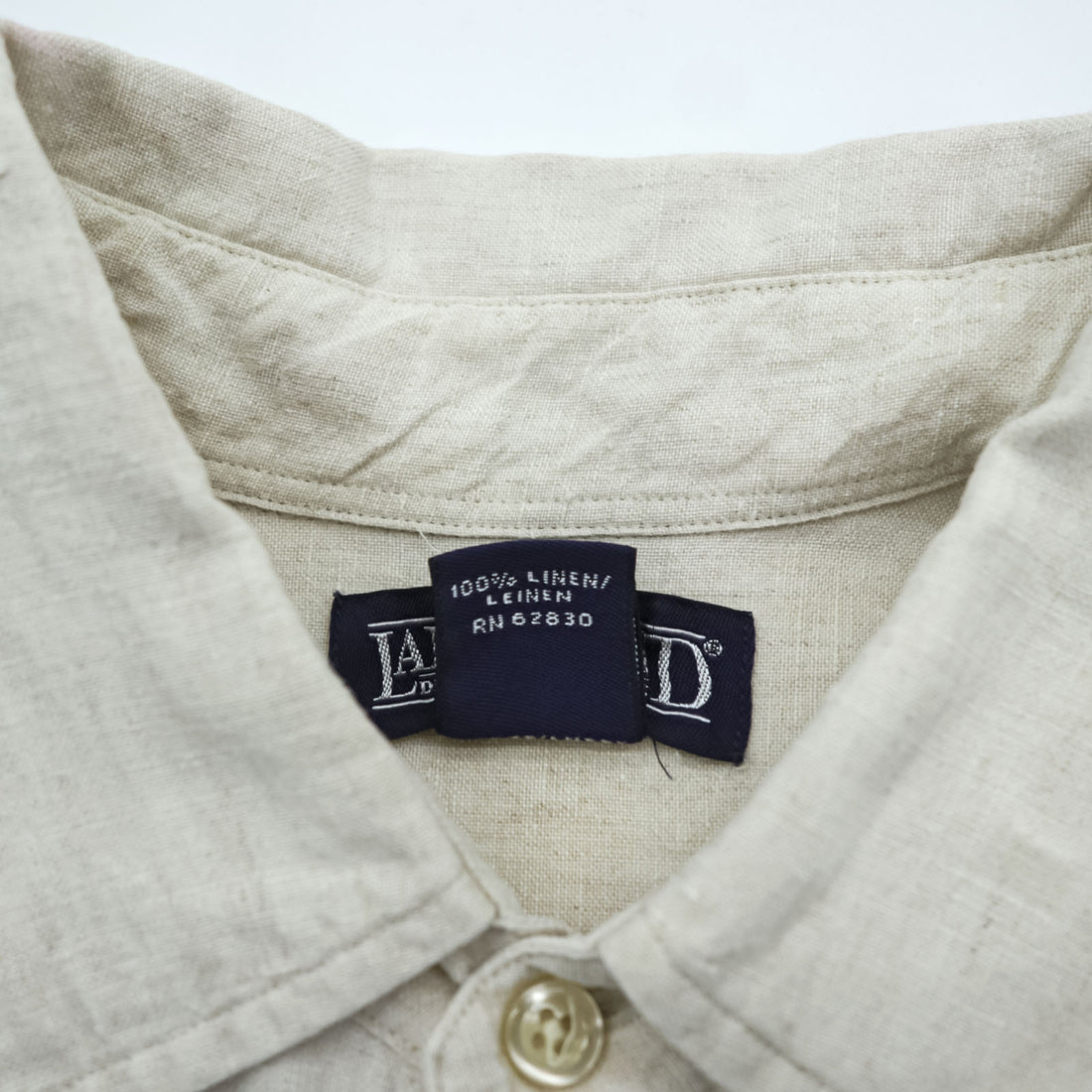 LANDS' END 90s Vintage Linen shirt, size M, beige