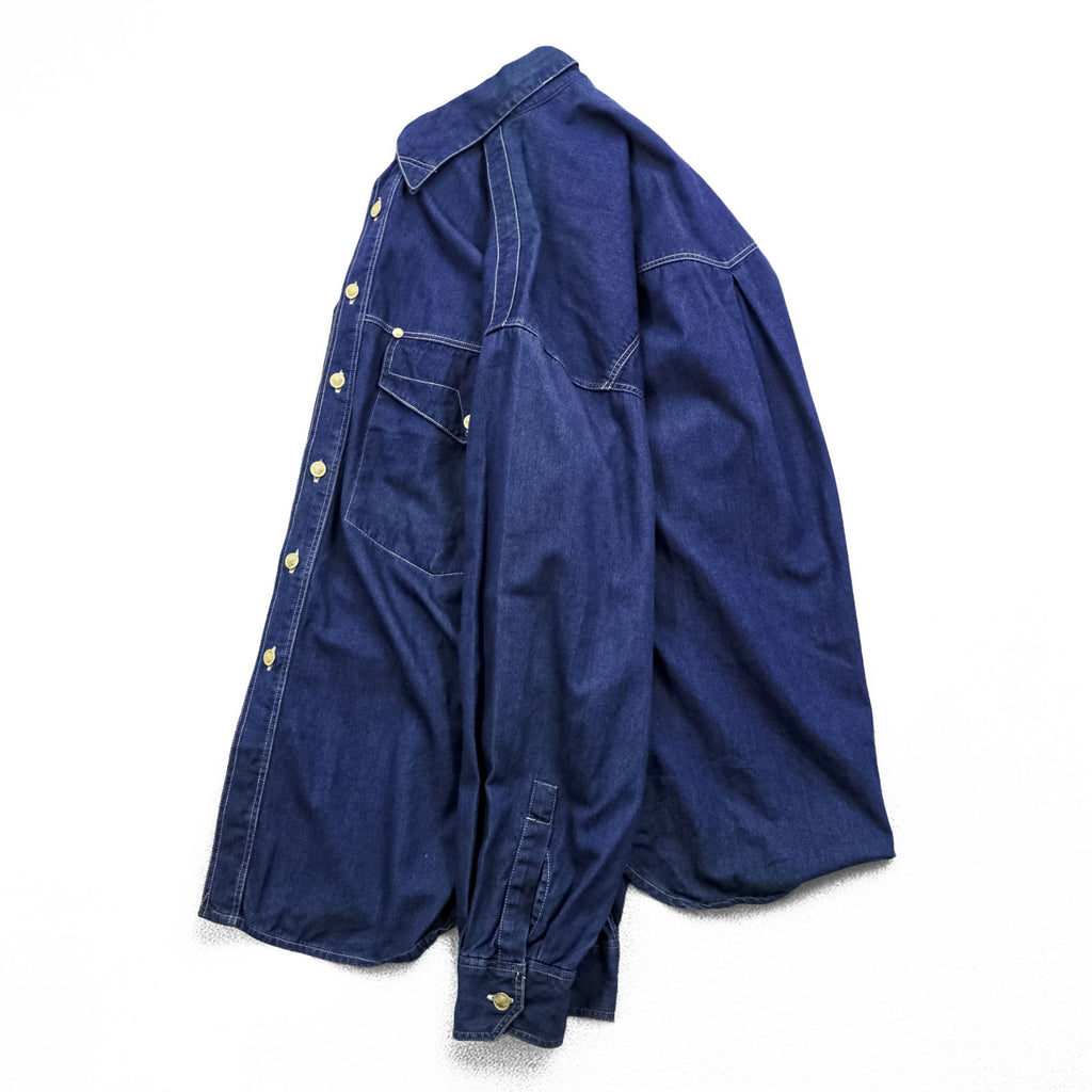 VERSACE 90s Vintage Denim Shirt, Size XL and up, Blue, JEANS COUTURE, Medusa Buttons