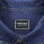 VERSACE 90s Vintage Denim Shirt, Size XL and up, Blue, JEANS COUTURE, Medusa Buttons