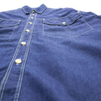 VERSACE 90s Vintage Denim Shirt, Size XL and up, Blue, JEANS COUTURE, Medusa Buttons
