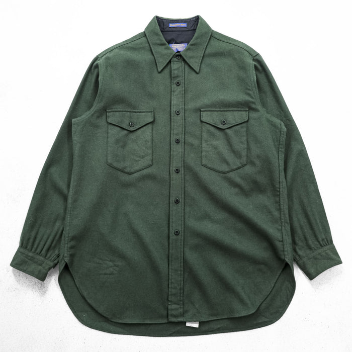 PENDLETON 70年代 USA製 ヴィンテージ フランネルシャツ 長袖ウールシャツ XL グリーン Outdoors Man ビッグサイズ