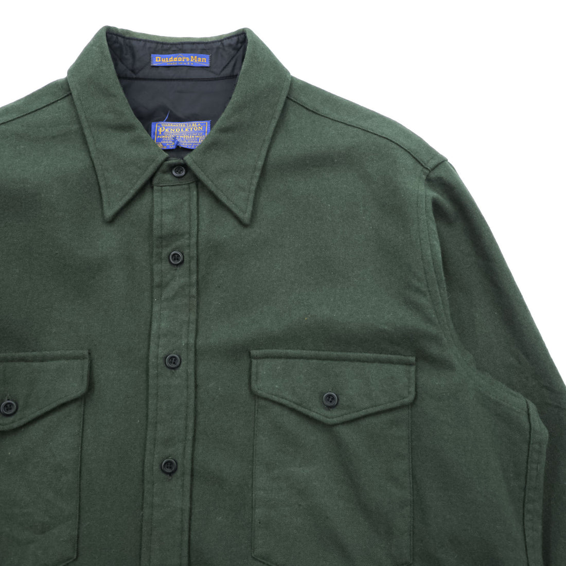 Vintage 1970s Pendleton Outdoorsman Solid Green Wool Shirt USA Made XL