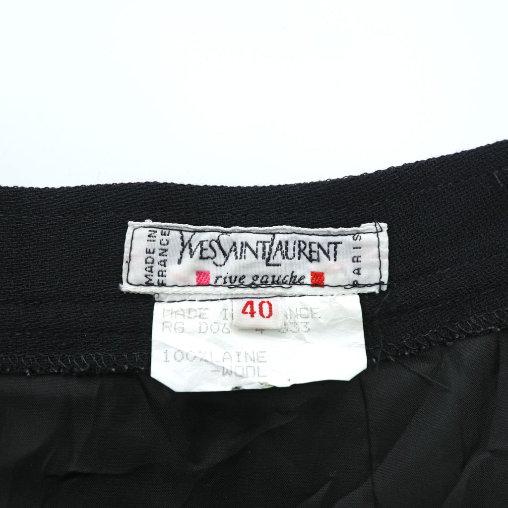 YVES SAINT LAURENT フランス製 80年代 ヴィンテージ ロング スカート L ブラック マーメイド フレア rive gauche