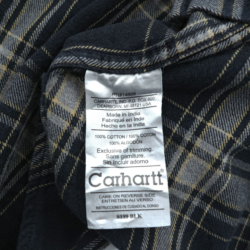 carhartt フランネル ボタンダウンシャツ 2XL チェック グレー ブラック 胸ポケット ビッグサイズ S199