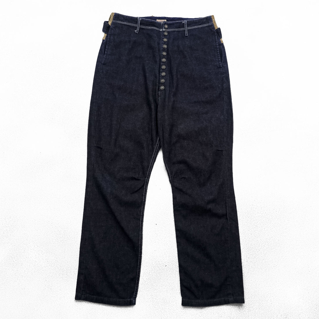 KAPITAL Japan Made Pierrot Pants Denim Sarouel Pants M Indigo Blue Color Block