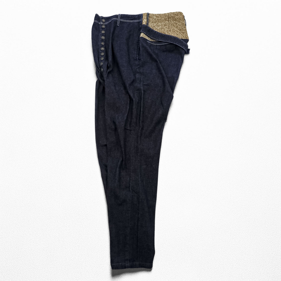 KAPITAL Japan Made Pierrot Pants Denim Sarouel Pants M Indigo Blue Color Block