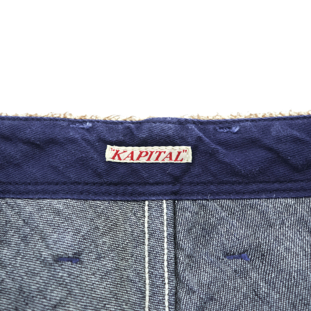 KAPITAL Japan Made Pierrot Pants Denim Sarouel Pants M Indigo Blue Color Block