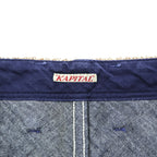 KAPITAL Japan Made Pierrot Pants Denim Sarouel Pants M Indigo Blue Color Block