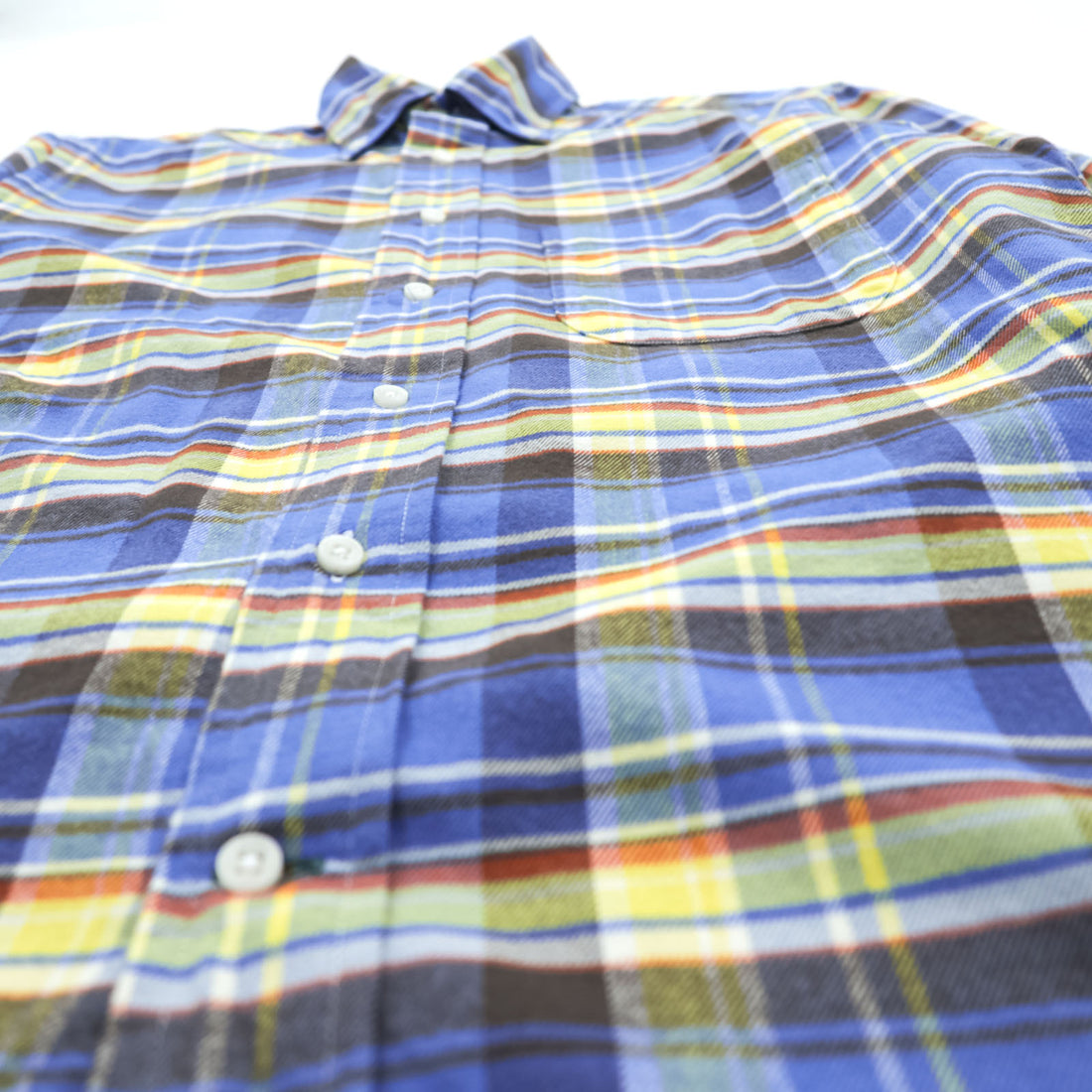 GITMAN BROS. USA製 チェック フランネルシャツ 長袖シャツ S イエロー ブルー ボタンダウン VINTAGE