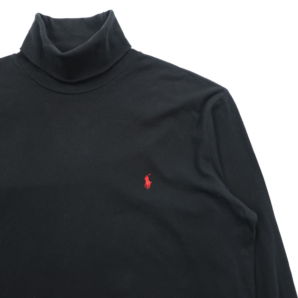 Polo Ralph Lauren 90s Vintage Turtleneck Long Sleeve T-Shirt, Size L, Black, Small Pony Embroidery