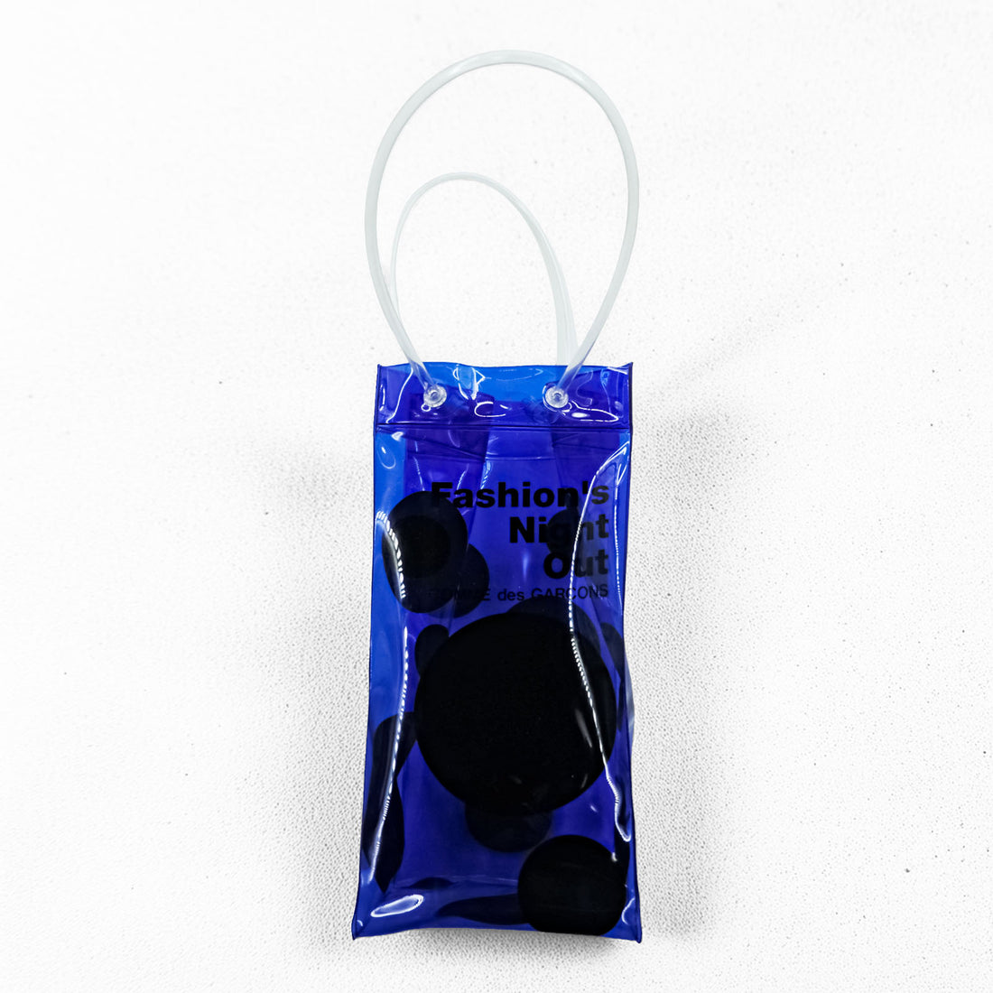 COMME des GARÇONS × VOGUE Clear Vinyl Mini Bag Blue Dot Drink Holder Wine Bag FASHION’S NIGHT OUT Novelty