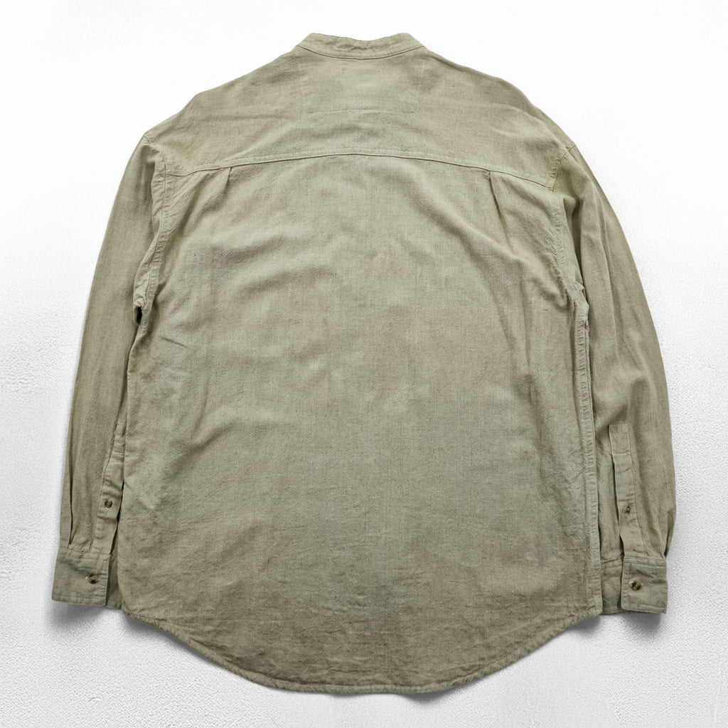 Vintage 90s Band Collar Shirt, Size L, Beige, ROBERT STOCK