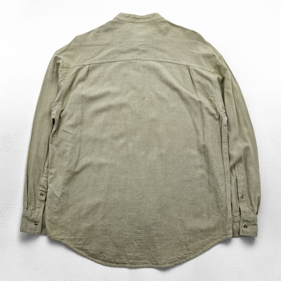 Vintage 90s Band Collar Shirt, Size L, Beige, ROBERT STOCK