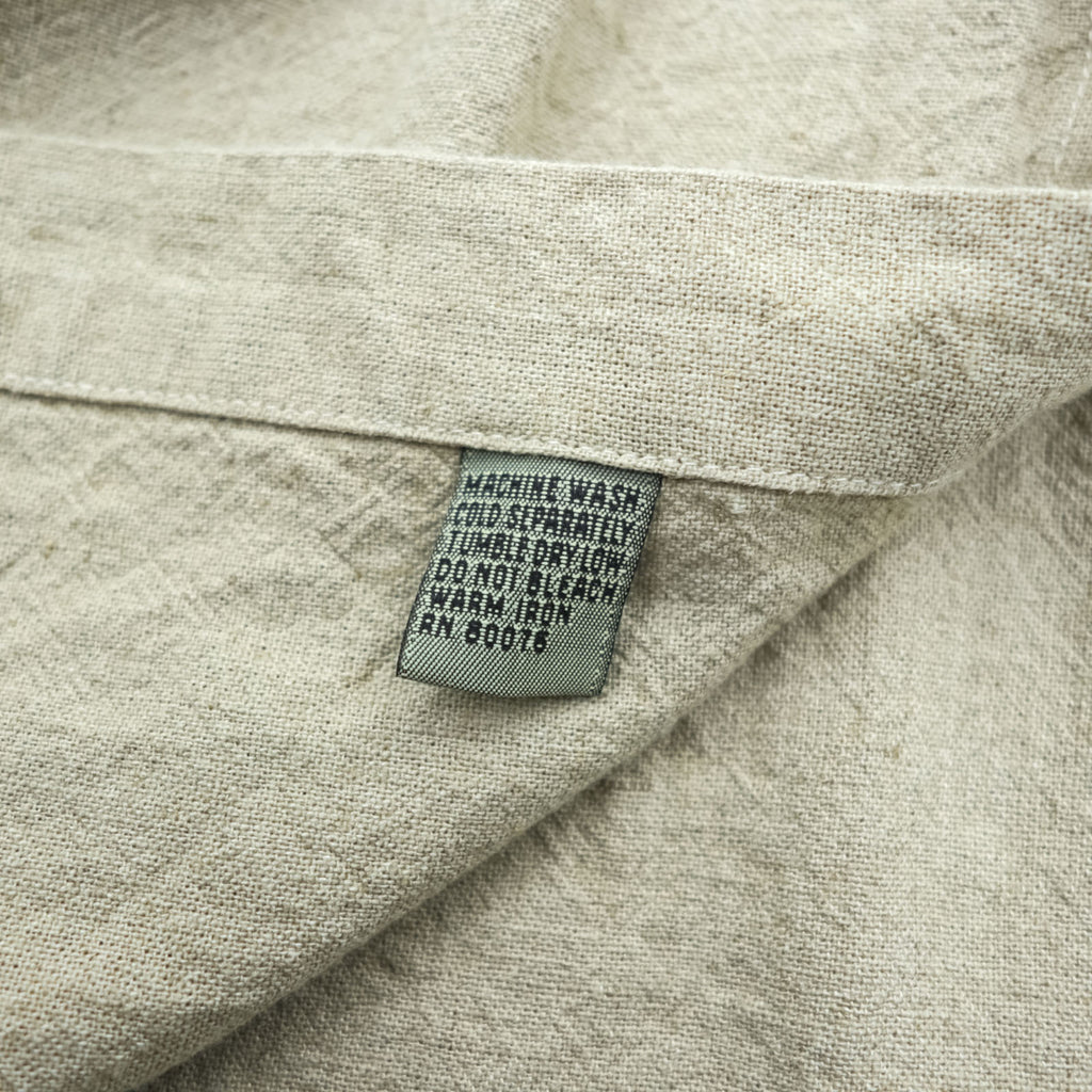Vintage 90s Band Collar Shirt, Size L, Beige, ROBERT STOCK