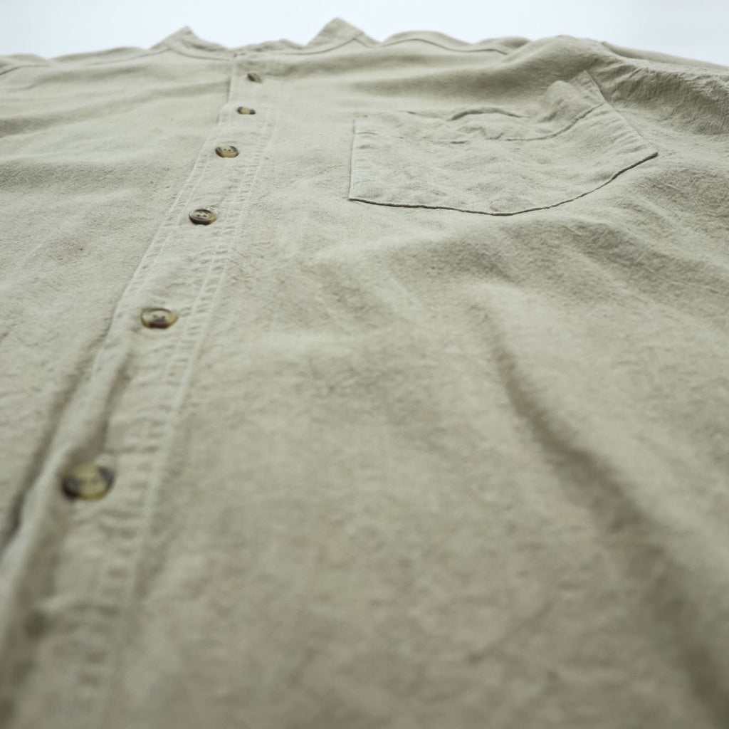 Vintage 90s Band Collar Shirt, Size L, Beige, ROBERT STOCK
