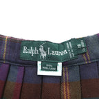 Ralph Lauren 80年代 カナダ製 ヴィンテージ プリーツ ロング スカート L タータンチェック 緑タグ ウール