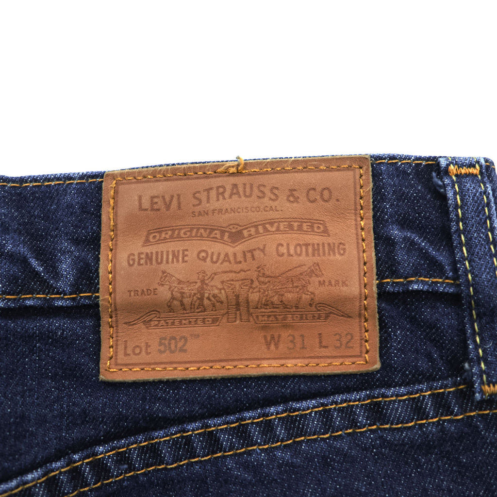 Levi Strauss 502 Tapered Fit Denim Pants Jeans, Size M, Blue, Big E, Leather Patch, 29507-0280