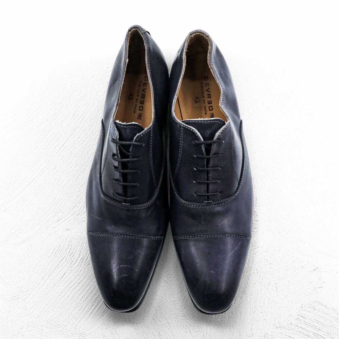 DEVRED イタリア製 ストレートチップ ドレスシューズ 革靴 27.5cm ネイビー レザー