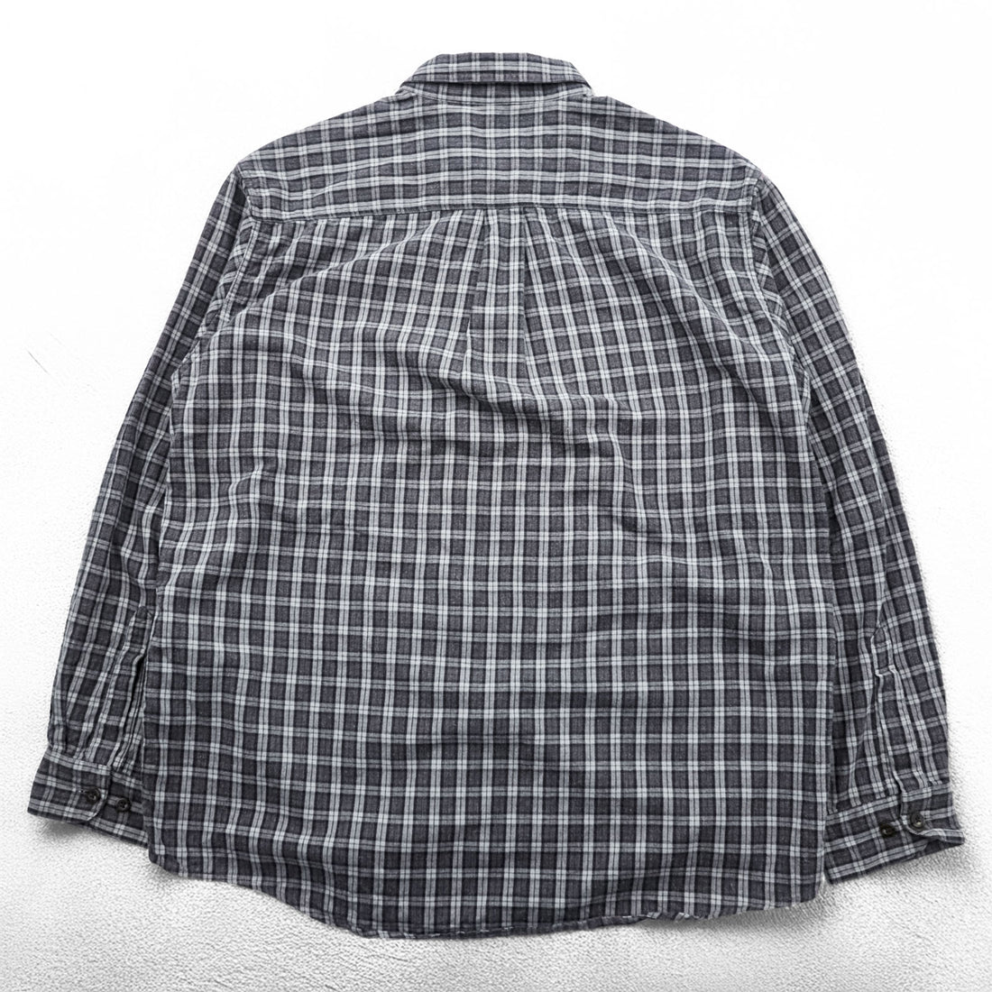 L.L.Bean 90年代 チェック フランネルシャツ 長袖シャツ L グレー ボタンダウン 胸ポケット 0WT65