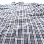 L.L.Bean 90年代 チェック フランネルシャツ 長袖シャツ L グレー ボタンダウン 胸ポケット 0WT65