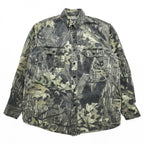 JERZEES 90s Vintage Tree Camo Button-Down Shirt L Khaki Outdoors