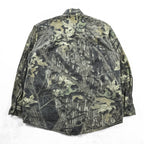 JERZEES 90s Vintage Tree Camo Button-Down Shirt L Khaki Outdoors