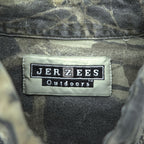 JERZEES 90s Vintage Tree Camo Button-Down Shirt L Khaki Outdoors