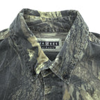 JERZEES 90s Vintage Tree Camo Button-Down Shirt L Khaki Outdoors