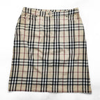 BURBERRY LONDON イタリア製 ノバチェック タイト スカート L ベージュ 膝丈 コットン ストレッチ
