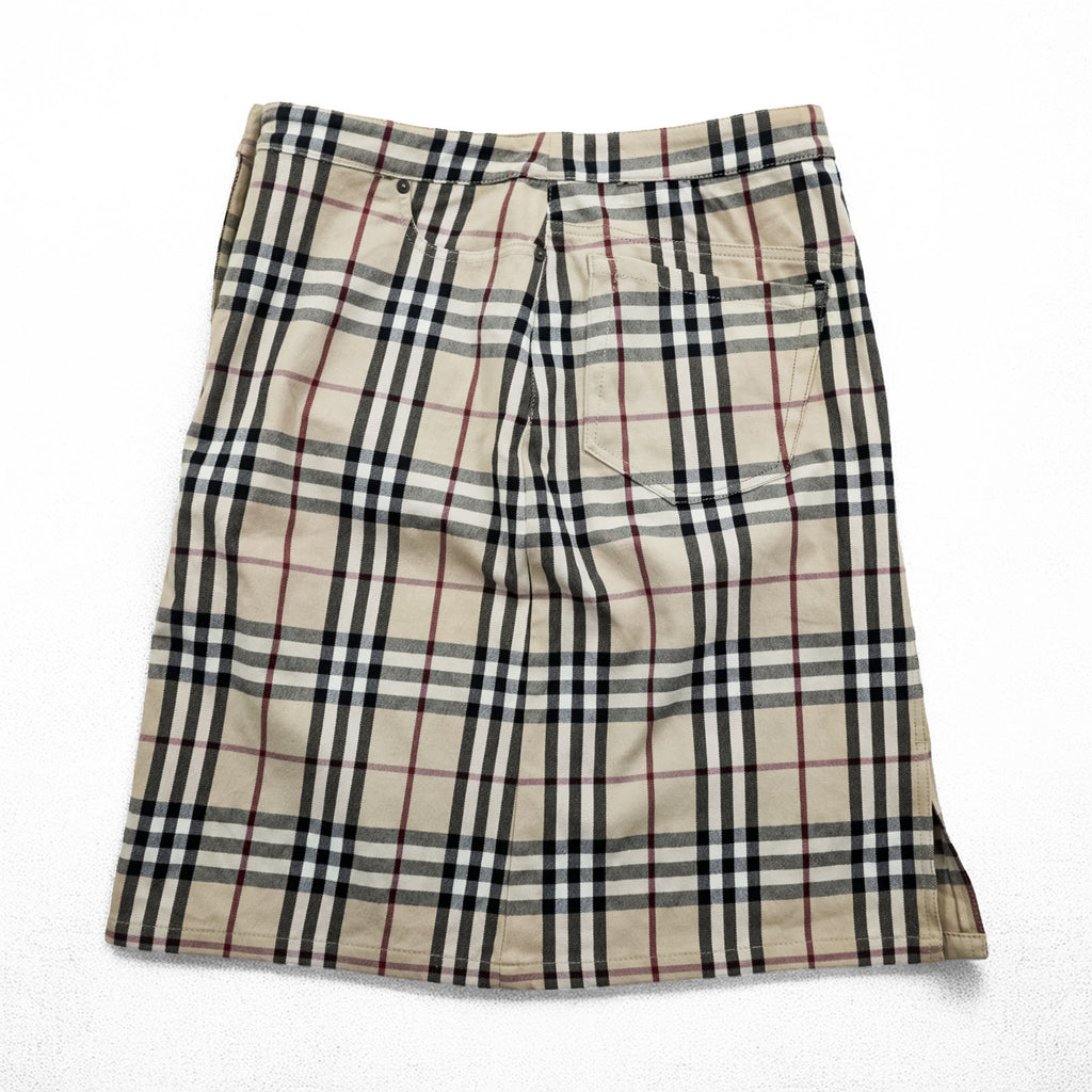 BURBERRY LONDON イタリア製 ノバチェック タイト スカート L ベージュ 膝丈 コットン ストレッチ