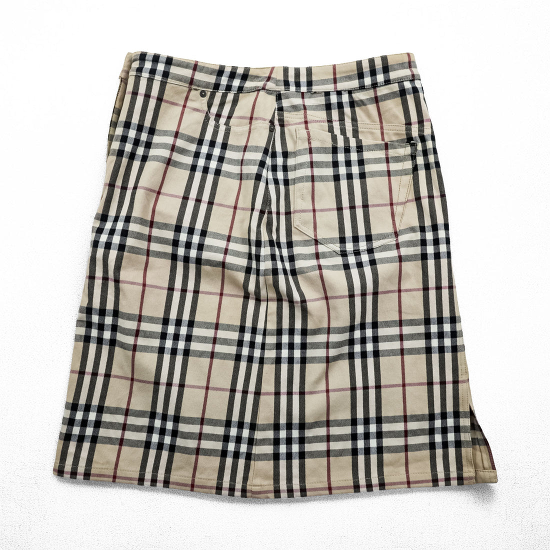 BURBERRY LONDON イタリア製 ノバチェック タイト スカート L ベージュ 膝丈 コットン ストレッチ