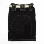 Jean Paul GAULTIER 90年代 ヴィンテージ タイト スカート L ストレッチ ベロア コーデュロイ 膝丈 ベルト付き